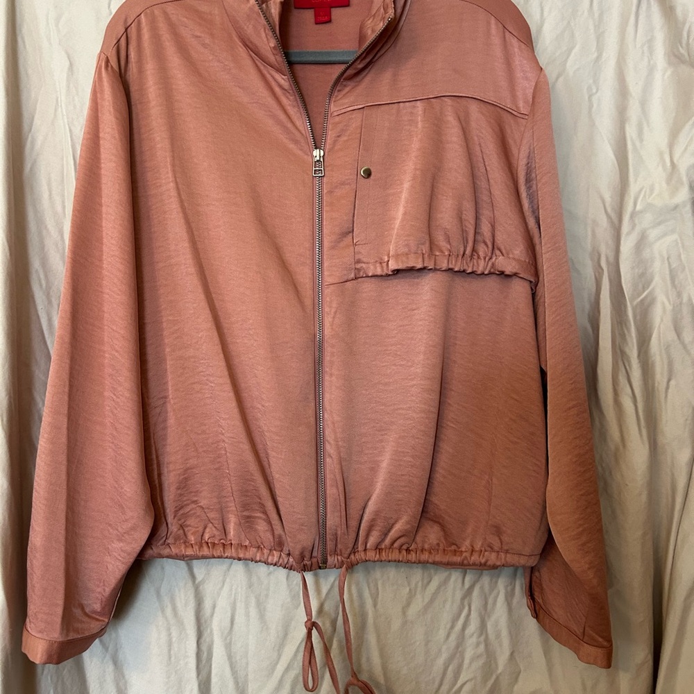 Jennifer Lopez blush pink silky  Bomber Jacket size medium